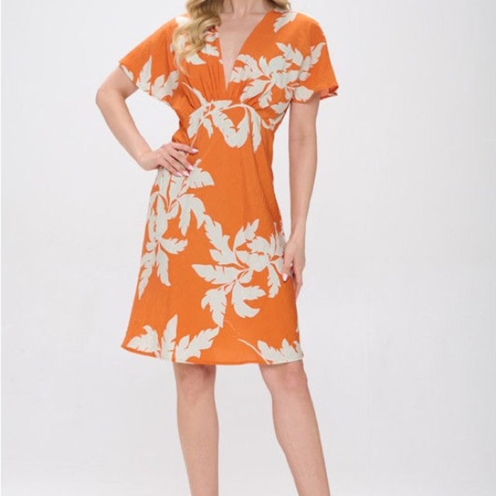 Renee C Women’s Floral Kimono Dress in Orange – Size S